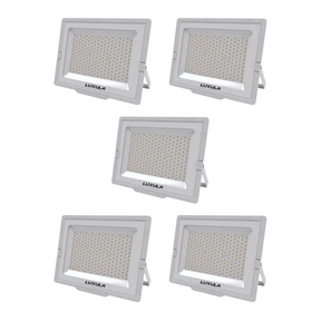 5er Pack LED-Fluter, 200 W, 4000 K (neutralweiß), 20000 lm, weiß, IP65.