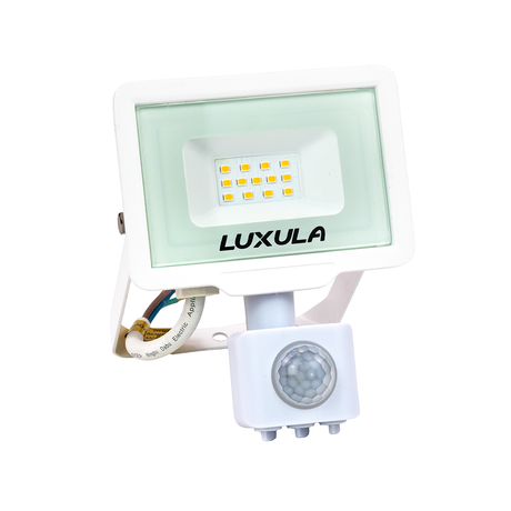 2er Pack LED-Fluter mit Bewegungsmelder, 10 W, 4000 K (neutralweiß), 1000 lm, weiß, IP65.