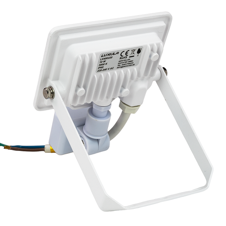 LED-Fluter mit Bewegungsmelder, 10 W, 3000 K (warmweiß), 1000 lm, weiß, IP65.