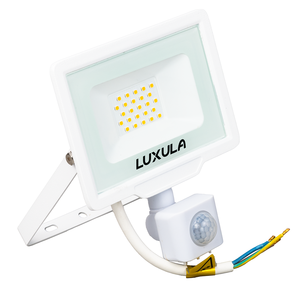 LED-Fluter mit Bewegungsmelder, 20 W, 4000 K (neutralweiß), 2000 lm, weiß, IP65