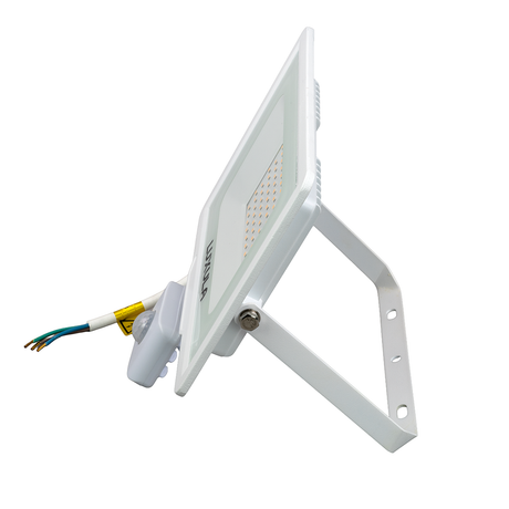 LED-Fluter mit Bewegungsmelder, 50 W, 3000 K (warmweiß), 5000 lm, weiß, IP65.