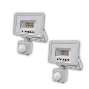 2er Pack LED-Fluter mit Bewegungsmelder, 10 W, 4000 K (neutralweiß), 1000 lm, weiß, IP65.
