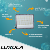 LED-Fluter, 200 W, 4000 K (neutralweiß), 26000 lm, grau, IP65