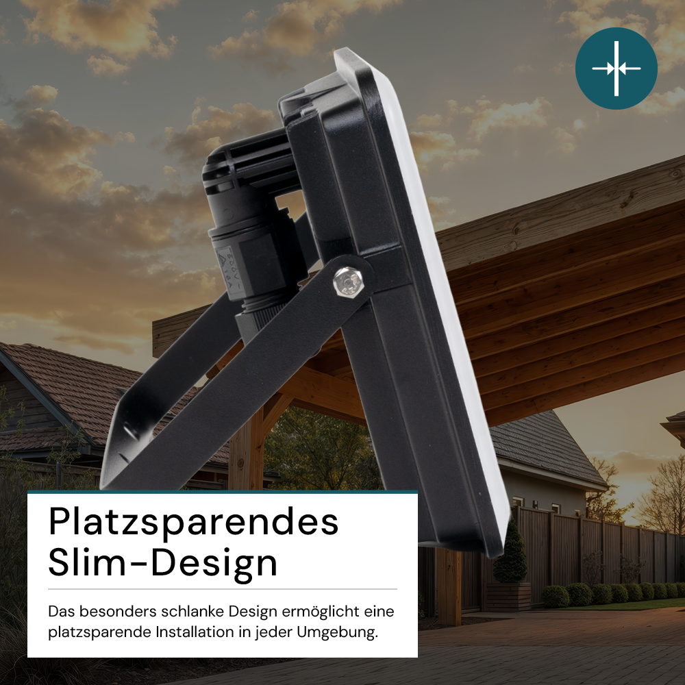 LED-Fluter mit Schnellverbinder, rahmenloses Design, 10 W, 4000 K (neutralweiß), 1000 lm, IP65