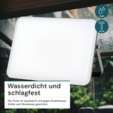 LED-Fluter mit Schnellverbinder, rahmenloses Design, 30 W, 4000 K (neutralweiß), 3000 lm, IP65