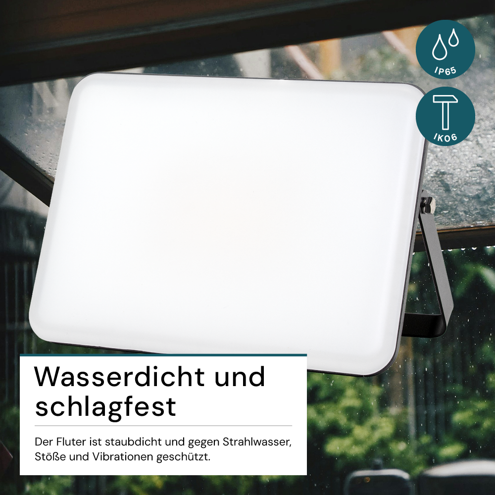 LED-Fluter mit Schnellverbinder, rahmenloses Design, 50 W, 4000 K (neutralweiß), 5000 lm, IP65