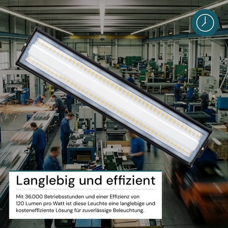 LED-Hallenleuchte, linear, 50 W, 6000 lm, 5000 K (neutralweiß), IP65, EPISTAR LED, schwarz