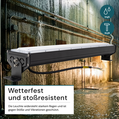 LED-Hallenleuchte, linear, 100 W, 12000 lm, 5000 K (neutralweiß), IP65, EPISTAR LED, schwarz