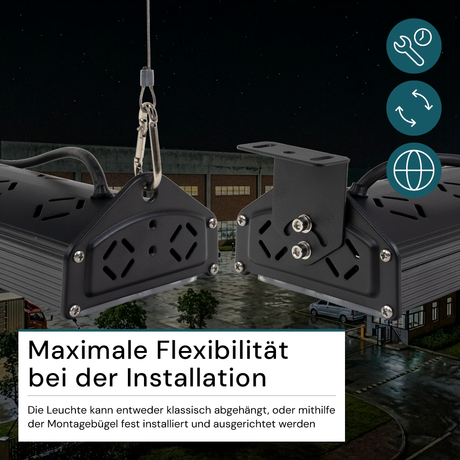 5er Pack LED-Hallenleuchte, linear, 100 W, 12000 lm, 5000 K (neutralweiß), IP65, EPISTAR LED, schwarz