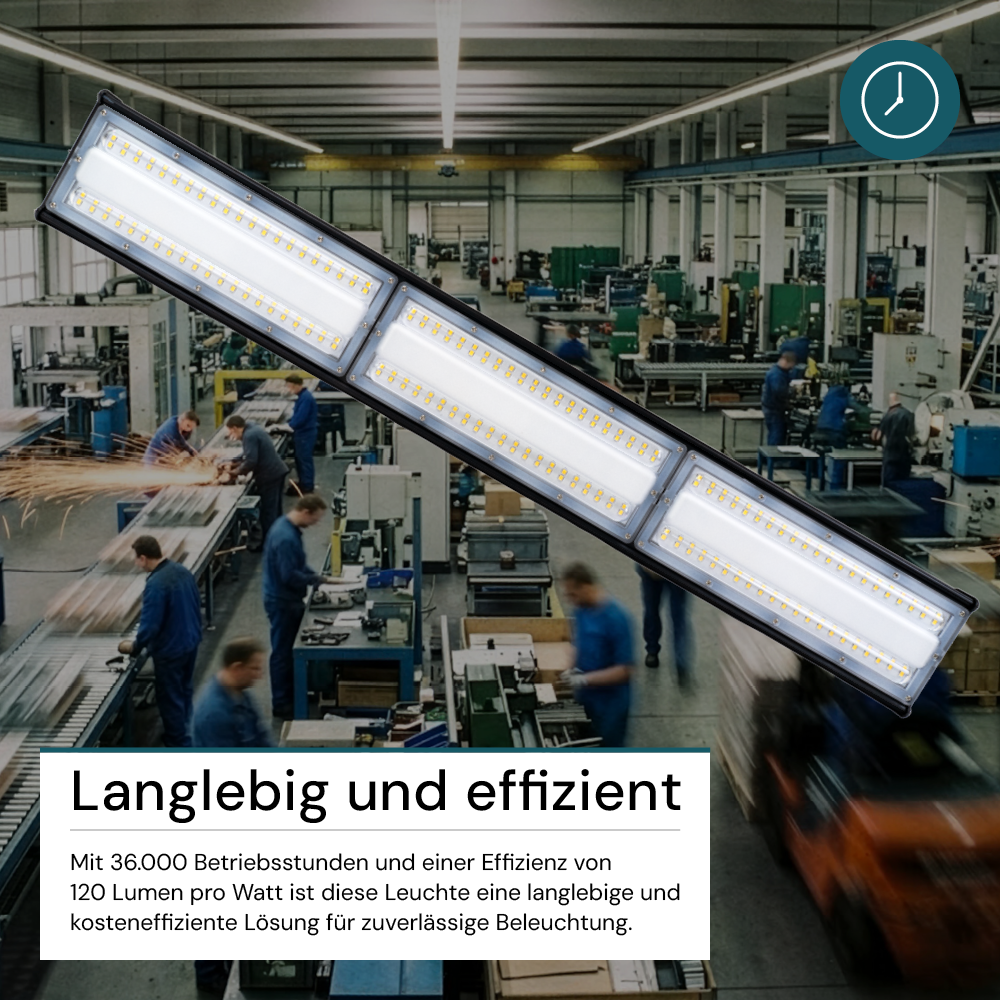2er Pack LED-Hallenleuchte, linear, 200 W, 24000 lm, 5000 K (neutralweiß), IP65, EPISTAR LED, schwarz