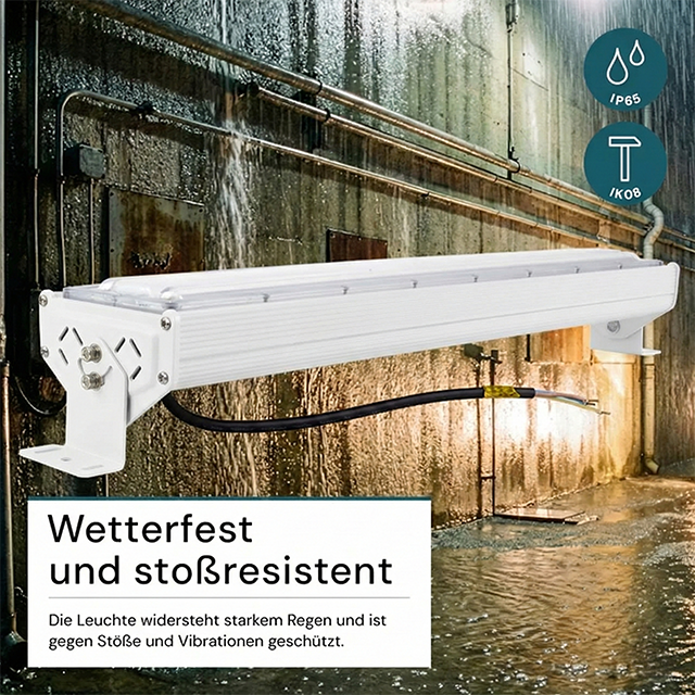 LED-Hallenleuchte, linear, 50 W, 6000 lm, 5000 K (neutralweiß), IP65, EPISTAR LED, weiß