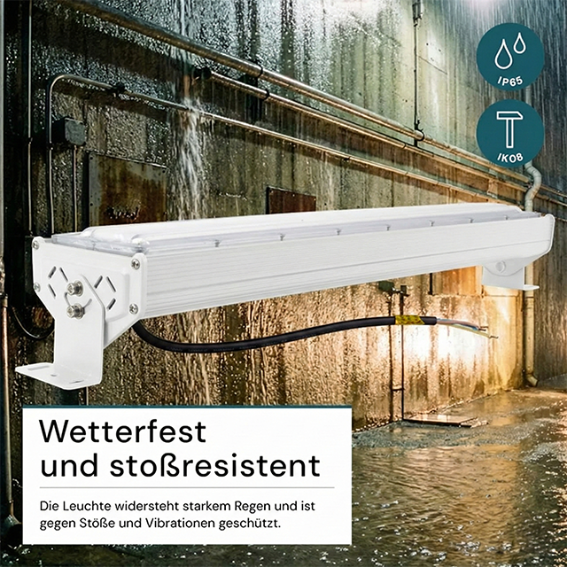 LED-Hallenleuchte, linear, 100 W, 12000 lm, 5000 K (neutralweiß), IP65, EPISTAR LED, weiß