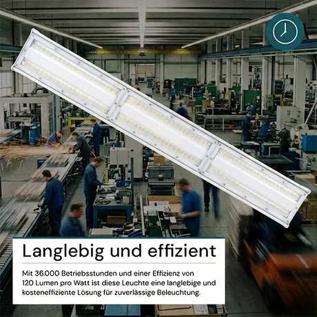 LED-Hallenleuchte, linear, 150 W, 18000 lm, 5000 K (neutralweiß), IP65, EPISTAR LED, weiß