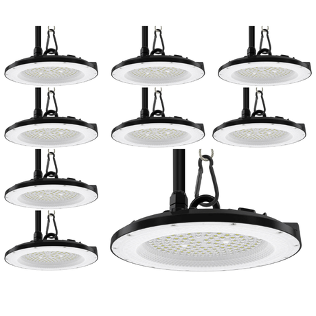 10er Pack LED-HighBay, UFO, 100 W, 10000 lm, 3CCT 3000-6500 K (warm-, neutral-, kaltweiß), IP65, EPISTAR