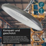LED-HighBay, UFO, grau, 100 W, 10000 lm, CCT 3000-6500 K (warm-, neutral-, kaltweiß), IP65