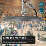 LED-HighBay, UFO, grau, 100 W, 10000 lm, CCT 3000-6500 K (warm-, neutral-, kaltweiß), IP65