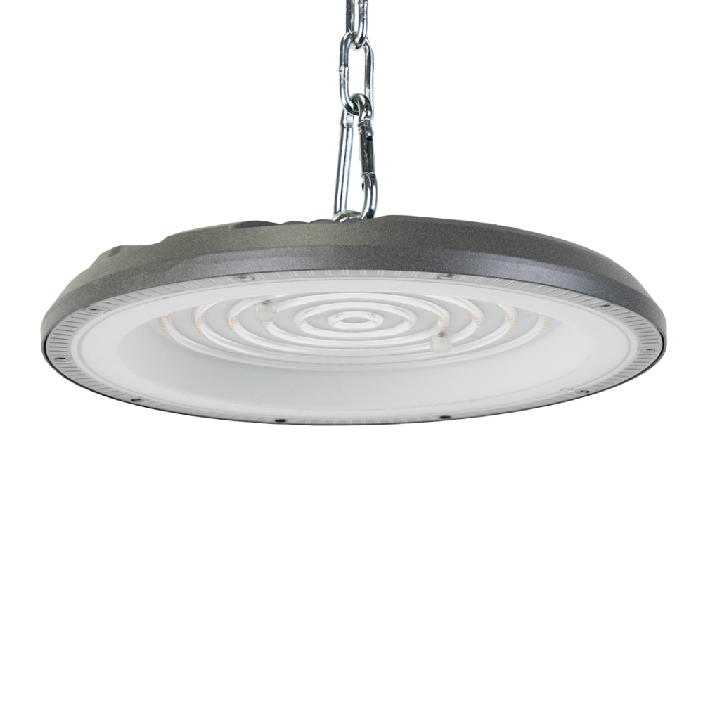 LED-HighBay, UFO, grau, 150 W, 15000 lm, CCT 3000-6500 K (warm-, neutral-, kaltweiß), IP65