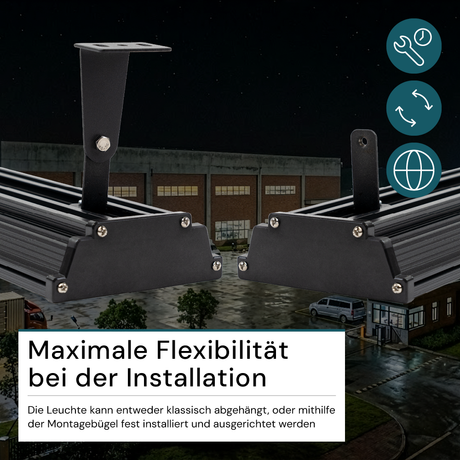 LED-Hallenleuchte, linear, 150 W, 15000 lm, 4000 K (neutralweiß), IP65, schwarz