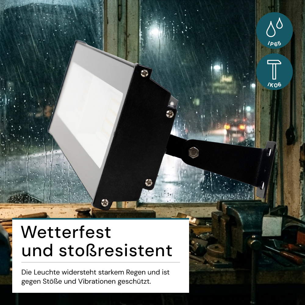 6er Pack LED-Hallenleuchte, linear, 150 W, 15000 lm, 4000 K (neutralweiß), IP65, schwarz