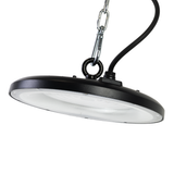 LED-HighBay, UFO, schwarz, 100 W, 10000 lm, 3CCT 3000-6500 K (warm-, neutral-, kaltweiß), IP65.