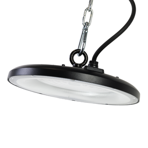 LED-HighBay, UFO, schwarz, 100 W, 10000 lm, 3CCT 3000-6500 K (warm-, neutral-, kaltweiß), IP65.