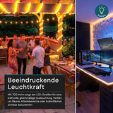 COB LED-Streifen, 25 m, 5000 K neutralweißes Licht, IP65-wassergeschützt, 288 LED/m, 220 V AC, EU-Stecker, 10 W/m, kürzbar und erweiterbar, Außen/Innen