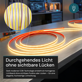 COB LED-Streifen, 25 m, 5000 K neutralweißes Licht, IP65-wassergeschützt, 288 LED/m, 220 V AC, EU-Stecker, 10 W/m, kürzbar und erweiterbar, Außen/Innen
