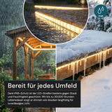 COB LED-Streifen, 50 m, 5000 K neutralweißes Licht, IP65-wassergeschützt, 288 LED/m, 220 V AC, EU-Stecker, 10 W/m, kürzbar und erweiterbar, Außen/Innen