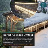 COB LED-Streifen, 50 m, 5000 K neutralweißes Licht, IP65-wassergeschützt, 288 LED/m, 220 V AC, EU-Stecker, 10 W/m, kürzbar und erweiterbar, Außen/Innen