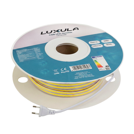 COB LED-Streifen, 50 m, grünes Licht, IP65-wassergeschützt, 288 LED/m, 220 V AC, EU-Stecker, 10 W/m, kürzbar und erweiterbar, Außen/Innen