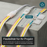 COB LED-Streifen, 50 m, grünes Licht, IP65-wassergeschützt, 288 LED/m, 220 V AC, EU-Stecker, 10 W/m, kürzbar und erweiterbar, Außen/Innen