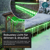 COB LED-Streifen, 50 m, grünes Licht, IP65-wassergeschützt, 288 LED/m, 220 V AC, EU-Stecker, 10 W/m, kürzbar und erweiterbar, Außen/Innen