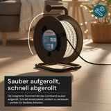 LED-Streifen, Baustrahler, 15 m, 5000 K (neutralweiß), IP65-wassergeschützt, 1000 lm/m, 180 LED/m, 220 V AC, EU-Stecker, Lichtbandtrommel, kürzbar und erweiterbar, Außen/Innen