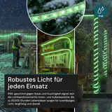 LED-Streifen, Baustrahler, 15 m, grünes Licht, IP65-wassergeschützt, 180 LED/m, 220 V AC, EU-Stecker, Lichtbandtrommel, kürzbar und erweiterbar, Außen/Innen