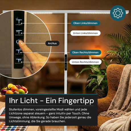 LED-Büro-Stehleuchte, Up/Down, UGR<16, CRI98, dimmbar, 90 W, 1940 x 40 x 2040 mm, 5000 lm, weiß