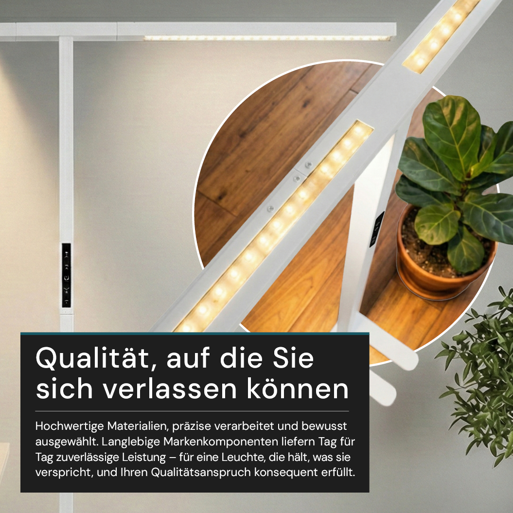 LED-Büro-Stehleuchte, Up/Down, UGR<16, CRI98, dimmbar, 90 W, 1940 x 40 x 2040 mm, 5000 lm, weiß