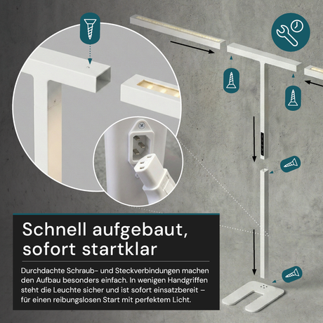 LED-Büro-Stehleuchte, Up/Down, UGR<16, CRI98, dimmbar, 90 W, 1940 x 40 x 2040 mm, 5000 lm, weiß