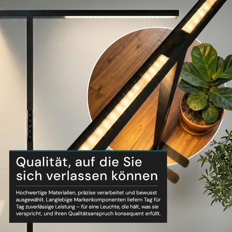 LED-Büro-Stehleuchte, Up/Down, UGR<16, CRI98, dimmbar, 90 W, 1940 x 40 x 2040 mm, 5000 lm, schwarz
