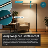 LED-Büro-Stehleuchte, Up/Down, UGR<16, CRI98, dimmbar, 45 W, 1940 x 40 x 1050 mm, 3500 lm, schwarz