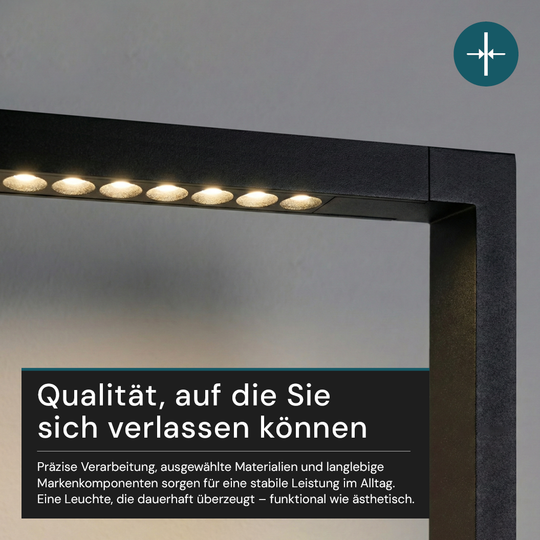 LED-Büro-Stehleuchte, Up/Down, UGR<16, CRI98, dimmbar, 45 W, 1940 x 40 x 1050 mm, 3500 lm, schwarz