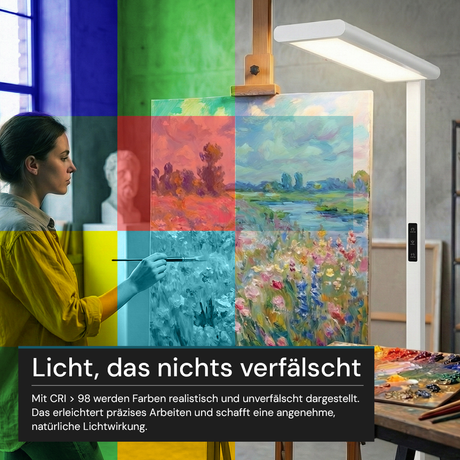 LED-Büro-Stehleuchte, Up/Down, UGR<16, CRI98, dimmbar, 60 W, 1887 x 840 x 370 mm, 3500 lm, weiß