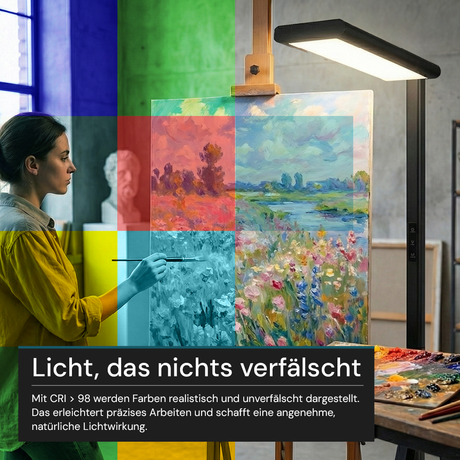 LED-Büro-Stehleuchte, Up/Down, UGR<16, CRI98, dimmbar, 60 W, 1700 x 840 x 250 mm, 3500 lm, schwarz