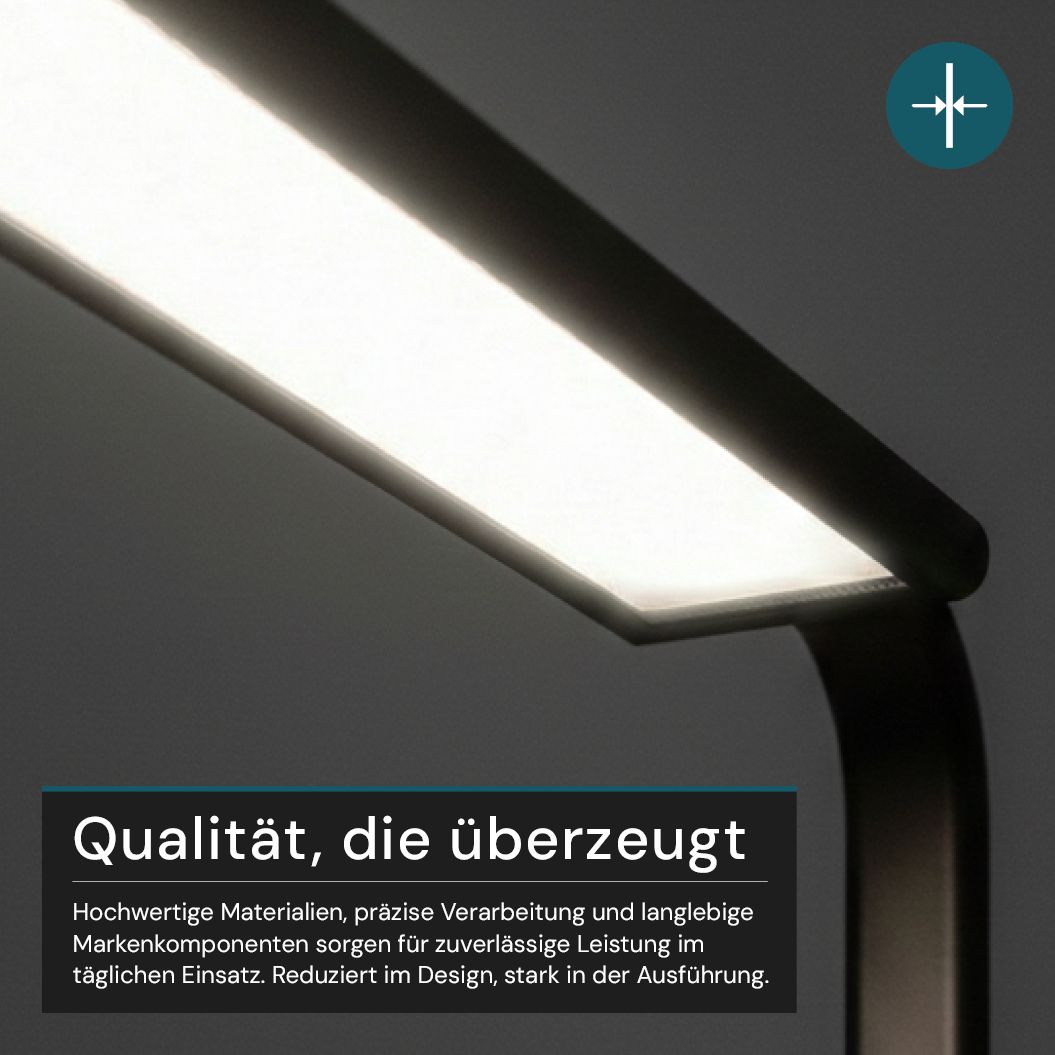 LED-Büro-Stehleuchte, Up/Down, UGR<16, CRI98, dimmbar, 60 W, 1700 x 840 x 250 mm, 3500 lm, schwarz
