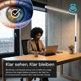 LED Büro-Klemmleuchtel Up/Down, UGR<16, CRI98, dimmbar, 45 W, 1200 x 40 x 1050 mm, 3500 lm, weiß.