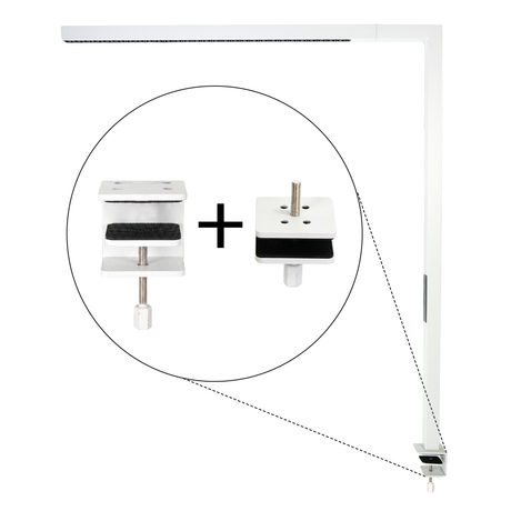LED Büro-Klemmleuchtel Up/Down, UGR<16, CRI98, dimmbar, 45 W, 1200 x 40 x 1050 mm, 3500 lm, weiß.