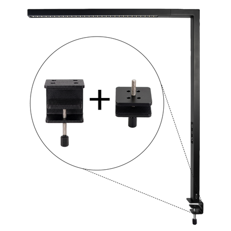 LED Büro-Klemmleuchtel Up/Down, UGR<16, CRI98, dimmbar, 45 W, 1200 x 40 x 1050 mm, 3500 lm, schwarz.