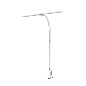 LED-Schreibtischlampe, Doppelkopf, in Weiß, dimmbar, 5 Farbtemperaturstufen, 24 W, 800 lm, klemm- und verstellbare Monitorlampe.