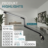 LED-Schreibtischlampe mit Clip, in Schwarz, dimmbar, 5 Farbtemperaturstufen, 10 W, 450 lm, klemm- und verstellbare Monitorlampe