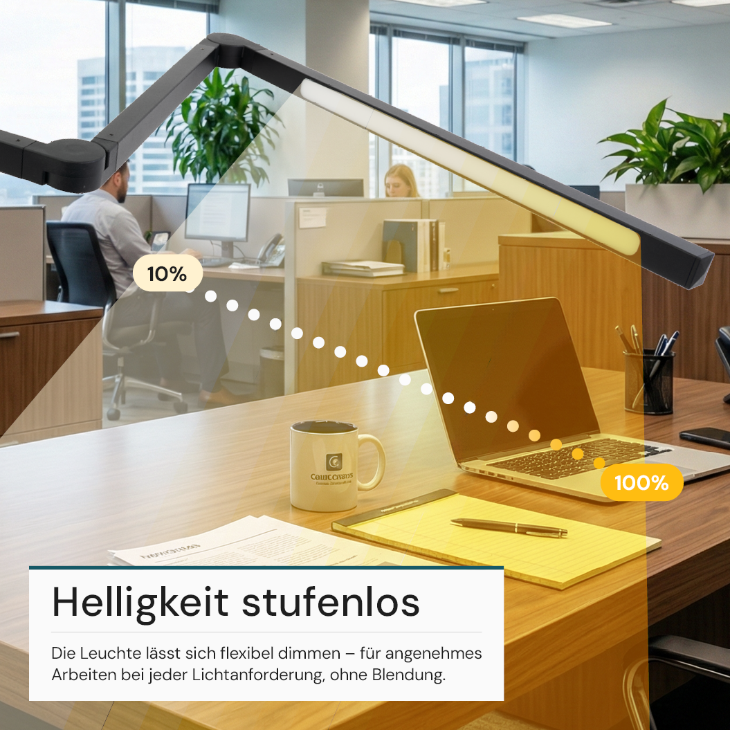 LED-Schreibtischlampe mit Clip, in Schwarz, dimmbar, 5 Farbtemperaturstufen, 10 W, 450 lm, klemm- und verstellbare Monitorlampe