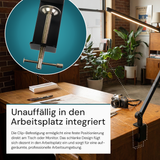 LED-Schreibtischlampe mit Clip, in Schwarz, dimmbar, 5 Farbtemperaturstufen, 10 W, 450 lm, klemm- und verstellbare Monitorlampe